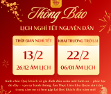 Thông báo lịch nghỉ Tết Nguyên Đán 2026 của Ẩm Thực Liên Khu Quán