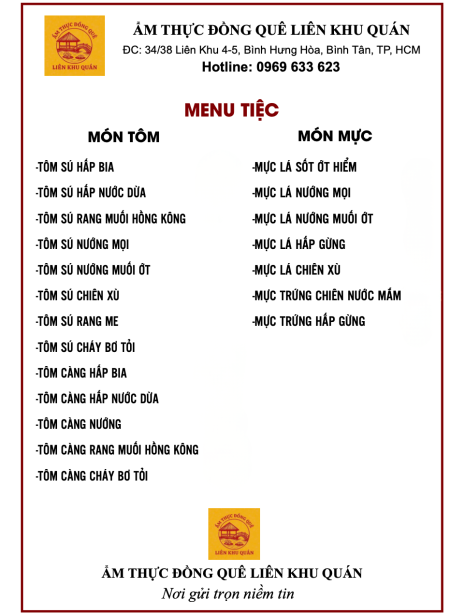 Menu tiệc 1