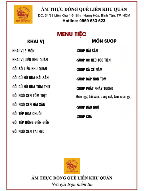 Menu tiệc 2