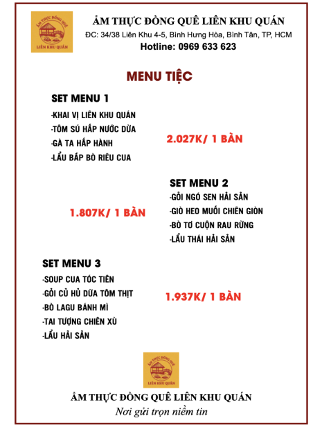 Menu tiệc 8