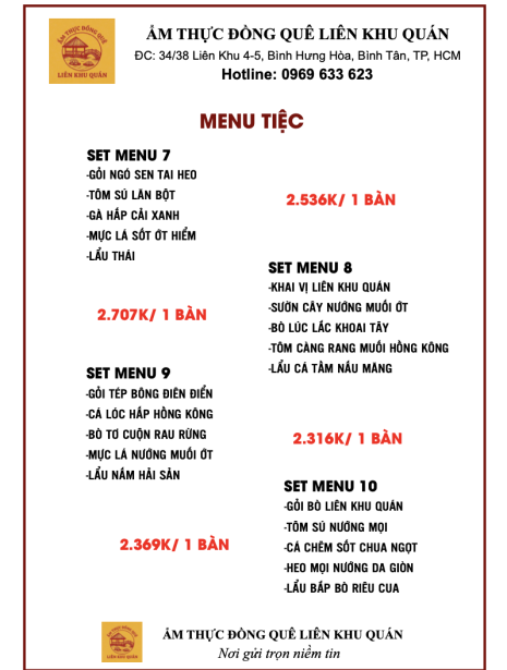 Menu tiệc 10