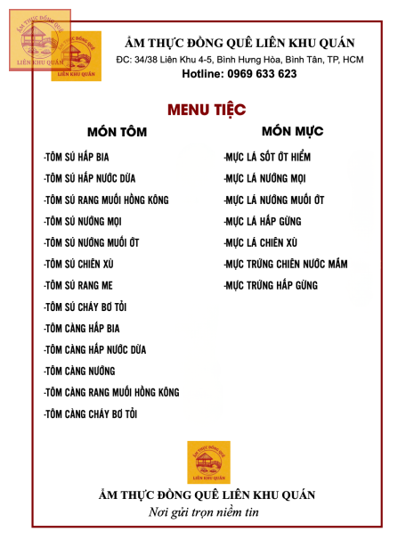 Menu tiệc 1