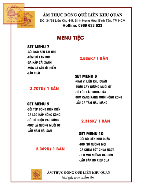 Menu tiệc 10